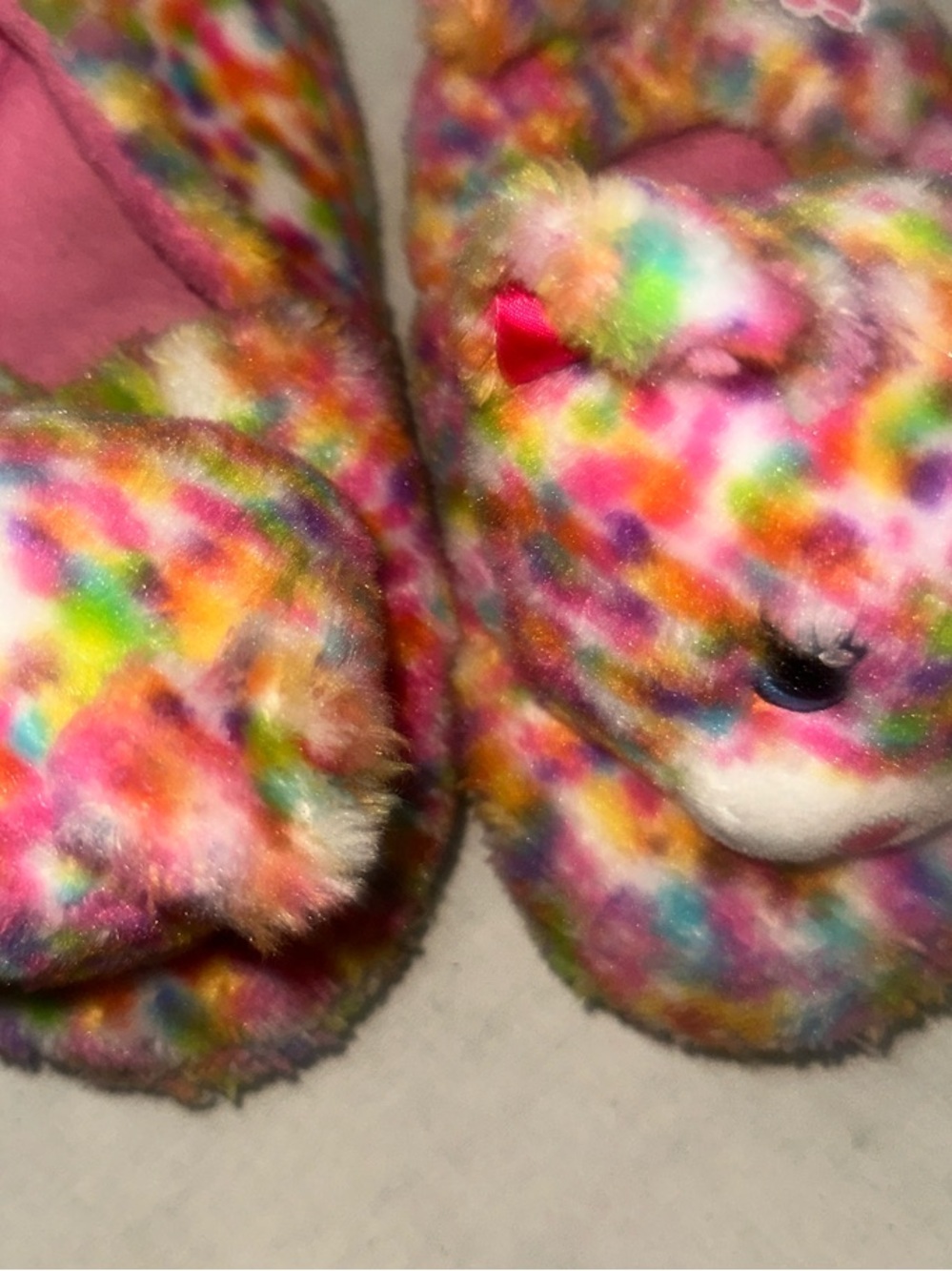 Kids OS Build a Bear Multicolor Plush Unicorn Slippers - Pink Lining